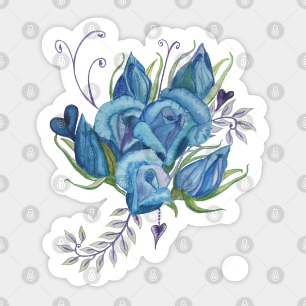 Blue Rose Sticker by sharanarnoldart